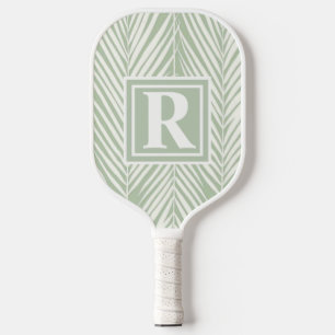 Green Palms and Monogram Customisable  Pickleball Paddle