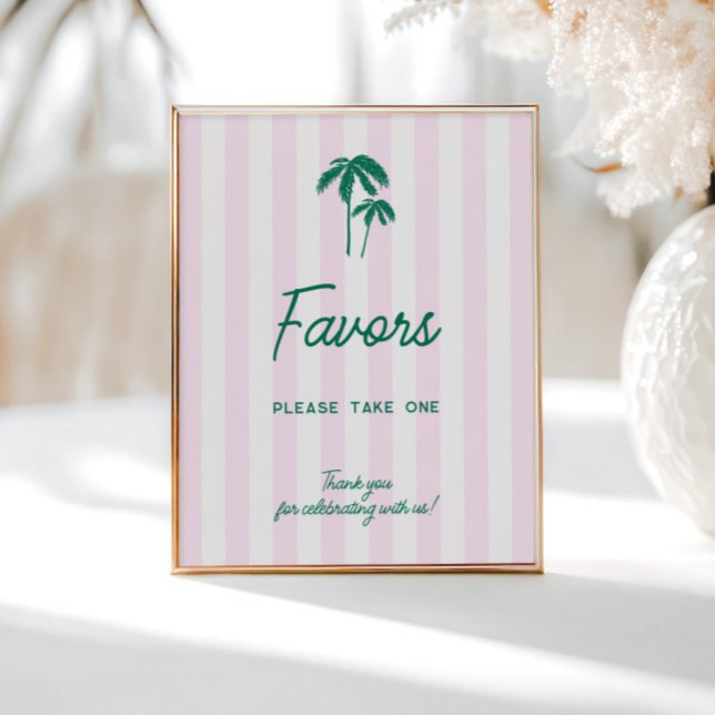 Green Palms Pink Stripes Favours Poster (Creator Uploaded)