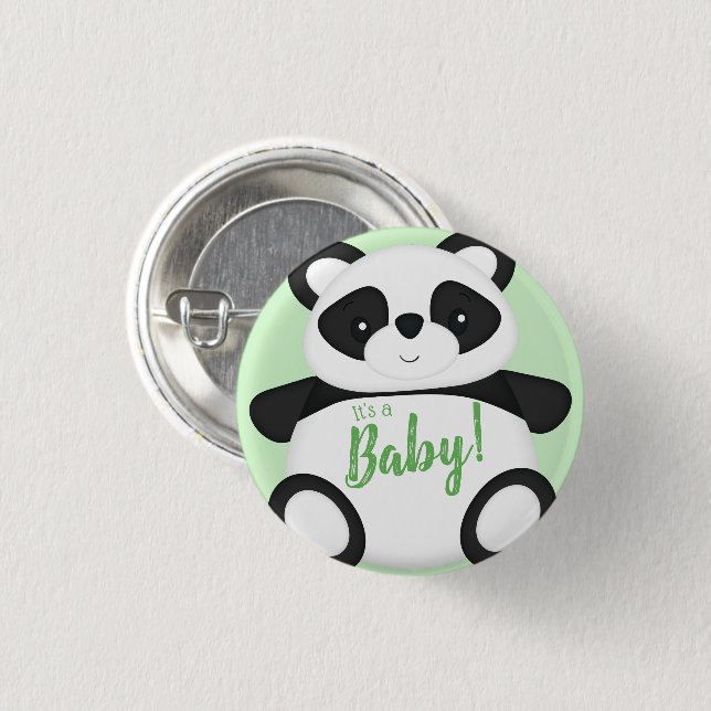 Green Panda Bear Baby Shower 3 Cm Round Badge (Front & Back)
