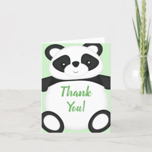 Green Panda Bear Baby Shower Thank You Card