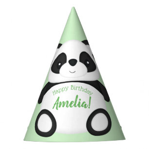 Green Panda Bear Birthday Party Hat