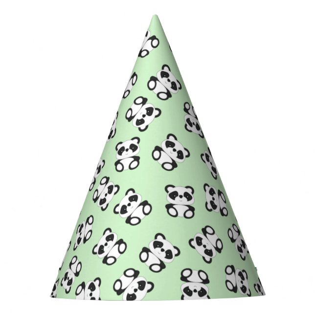 Green Panda Bear Birthday Party Hat (Front)