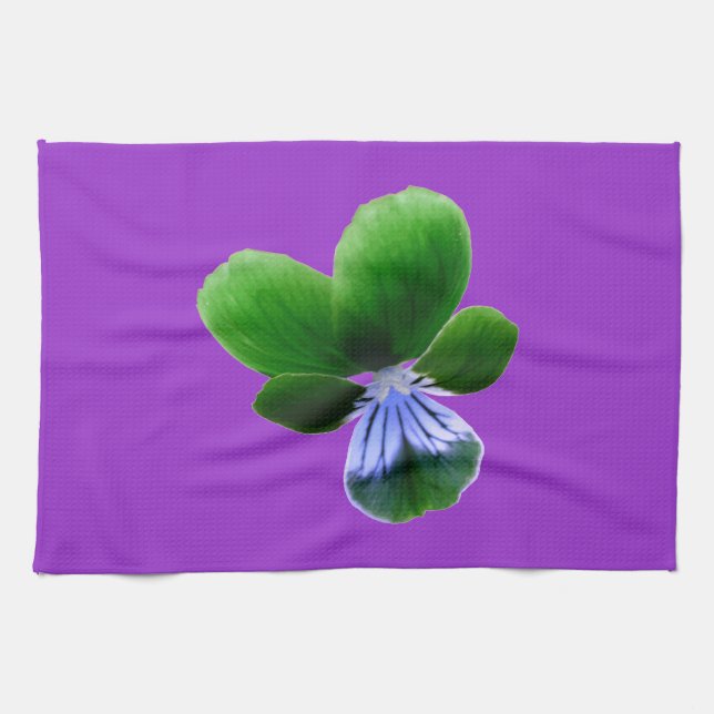 Green Pansy Kitchen Towel (Horizontal)