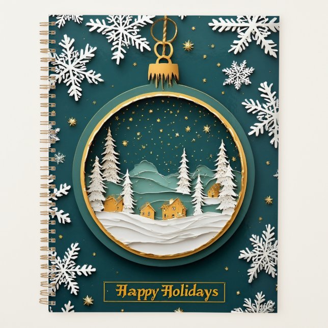🎁Green Paper Art Christmas Ornament Planner ✨ (Front)