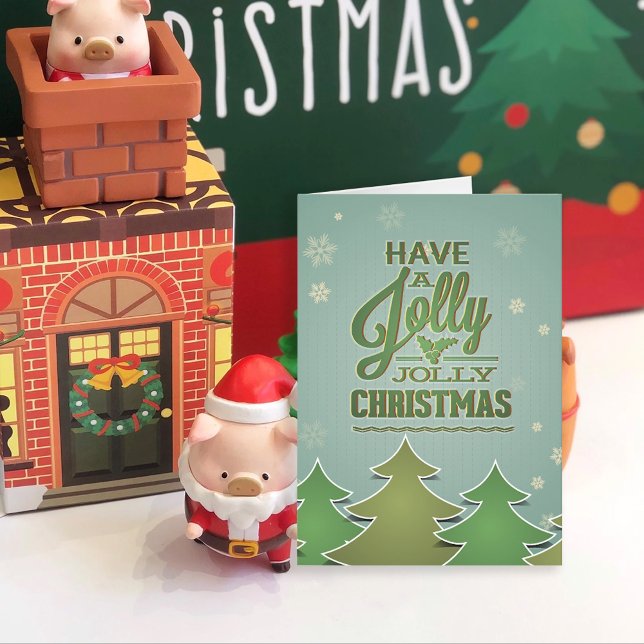 Green Paper Christmas Trees Holiday Card (Creator Uploaded)