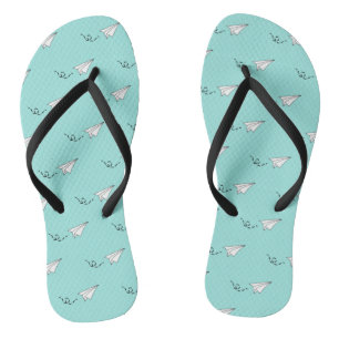Green Paper Plane Pattern Thongs