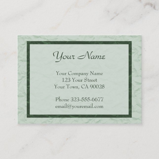 green Paper Texture border Business Card (Front)