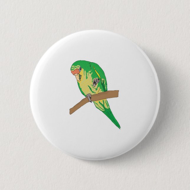 green parakeet 6 cm round badge (Front)