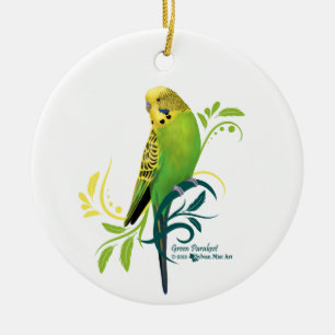 Green Parakeet Ceramic Ornament