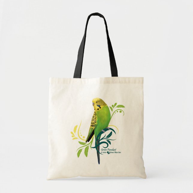 Green Parakeet Tote Bag (Front)