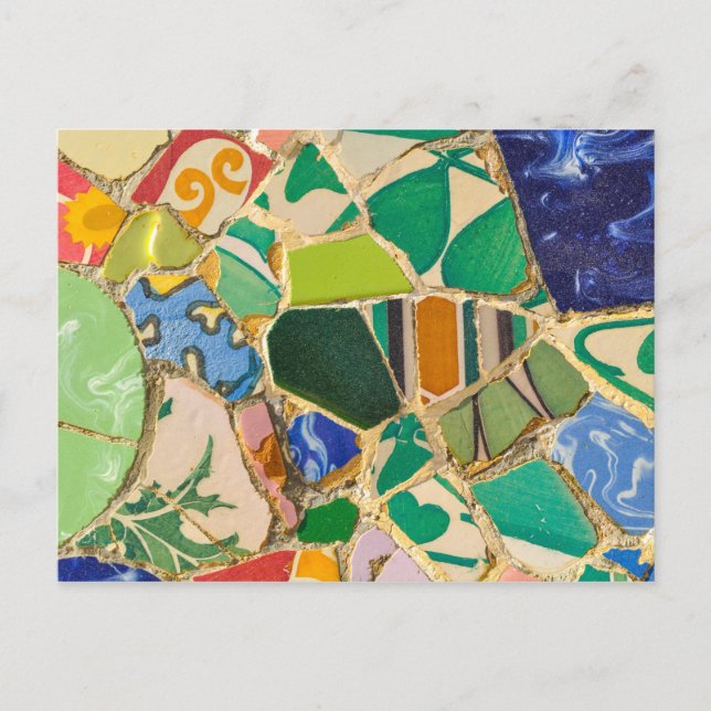 Green Parc Guell Tiles in Barcelona Spain Postcard (Front)