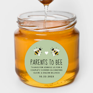 Green Parents to Bee Baby Shower Favour Sticker