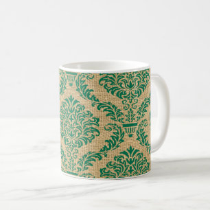 Green Parisian Moods Damask Coffee Mug