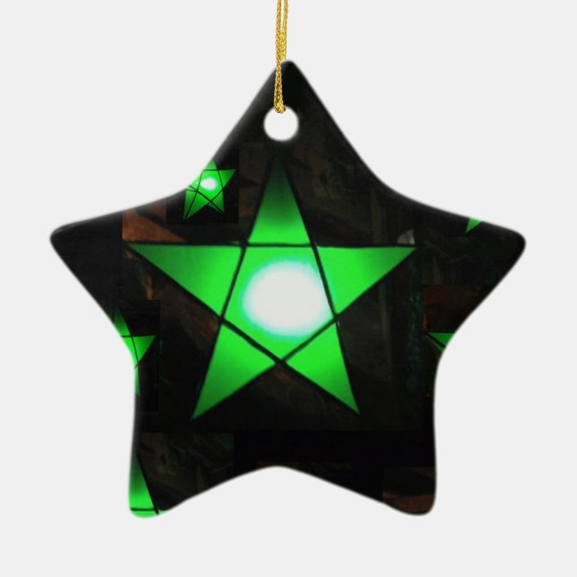 Green Parol Ceramic Ornament (Front)