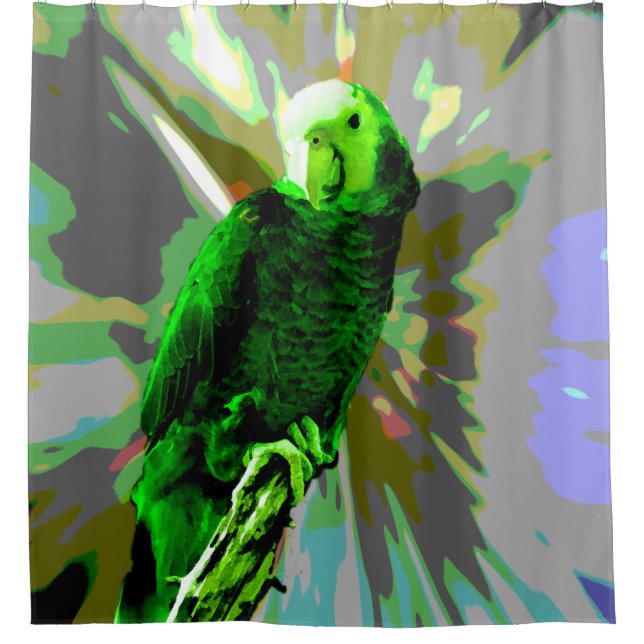 Green Parrot 6537  Shower Curtain (Front)