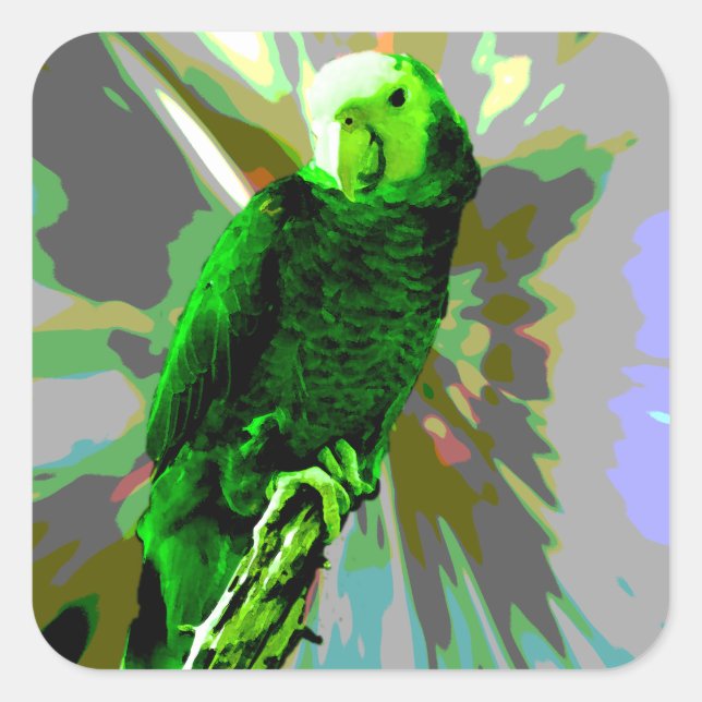 Green Parrot 6537 Square Sticker (Front)