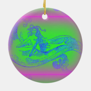 green parrot and mermaid ornament