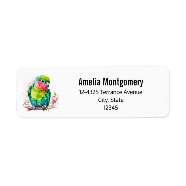 Green Parrot - Cute Baby Bird Address Return Address Label (Front)