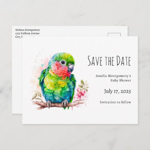 Green Parrot - Cute Baby Bird Baby Shower Announcement Postcard