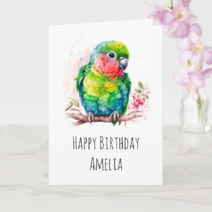 Green Parrot - Cute Baby Bird Birthday Card