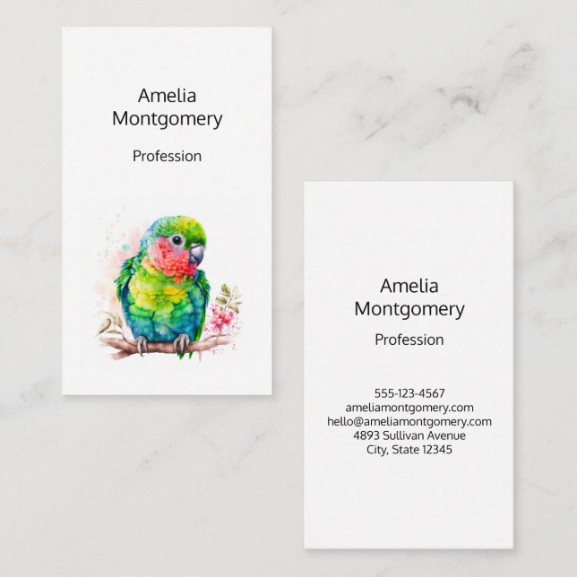 Green Parrot - Cute Baby Bird Business Card (Front/Back)