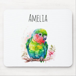 Green Parrot - Cute Baby Bird Mouse Pad