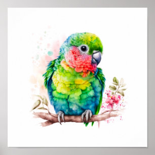 Green Parrot - Cute Baby Bird Poster