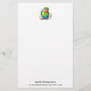 Green Parrot - Cute Baby Bird Stationery