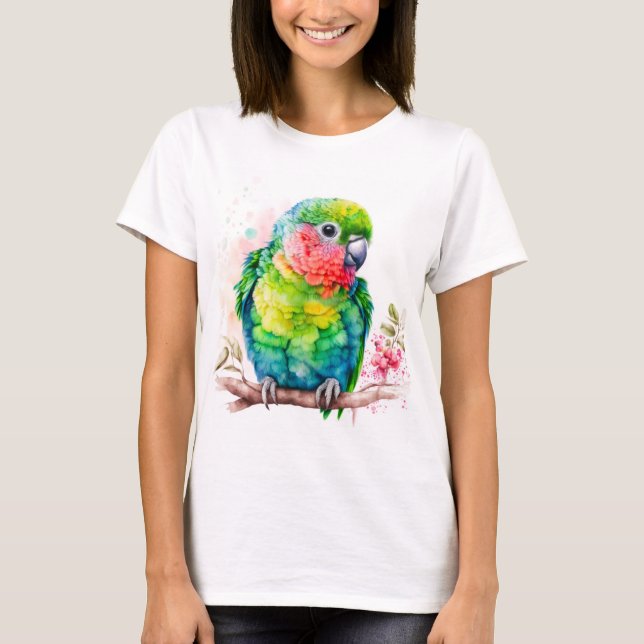 Green Parrot - Cute Baby Bird T-Shirt (Front)