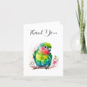 Green Parrot - Cute Baby Bird Thank You Card