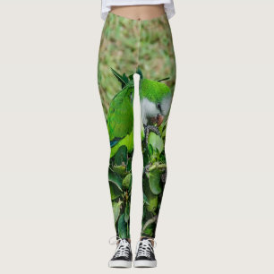 Green parrot leggings