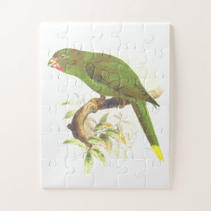 Green Parrot-Like Bird Perched on a Tree Branch Jigsaw Puzzle