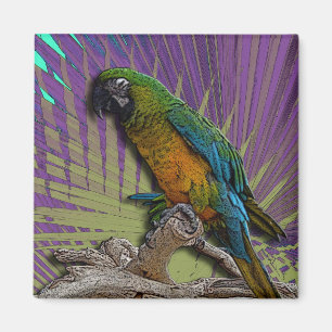 Green Parrot & Palms magnet