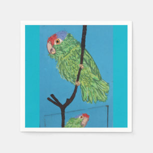 green parrot paper napkins