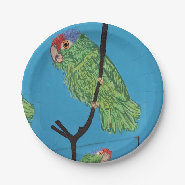 green parrot paper plates (Front)