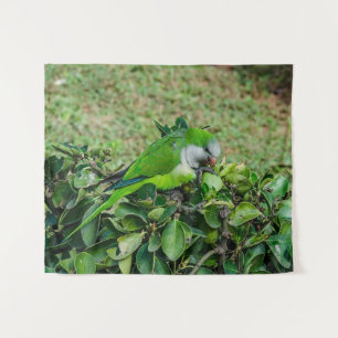 Green parrot tapestry