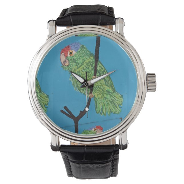 green parrot wristwatch (Front)