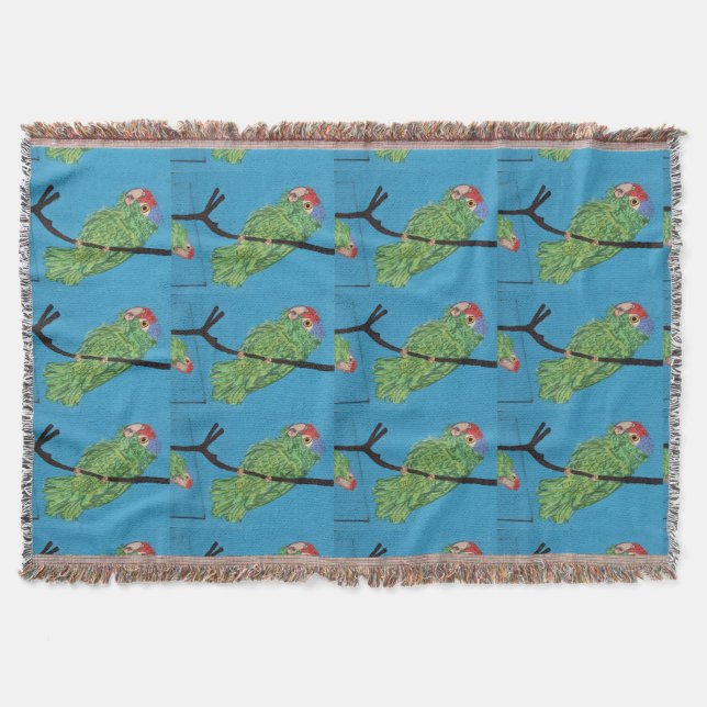 green parrots throw blanket (Front)