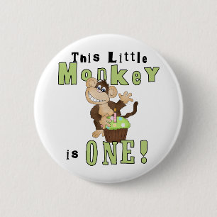 Green Party Monkey 1st Birthday Tshirts and Gifts 6 Cm Round Badge