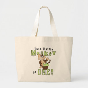 Green Party Monkey 1st Birthday Tshirts and Gifts Large Tote Bag
