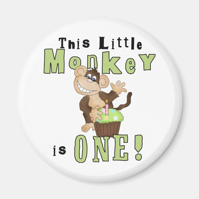 Green Party Monkey 1st Birthday Tshirts and Gifts Magnet (Front)