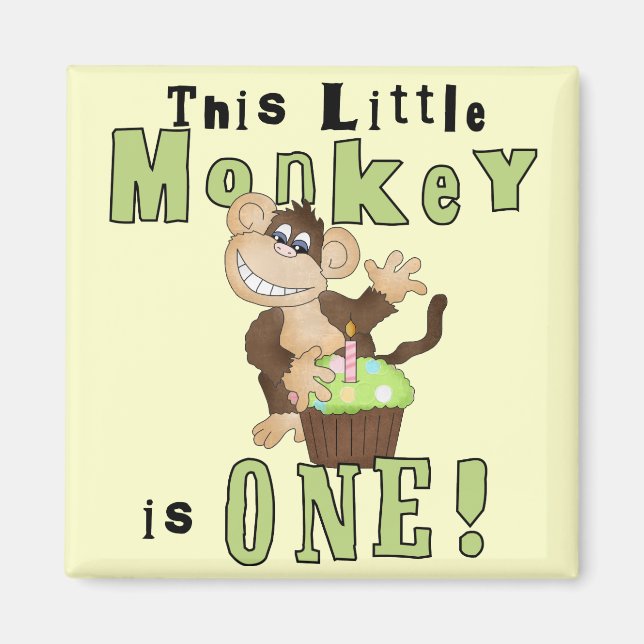 Green Party Monkey 1st Birthday Tshirts and Gifts Magnet (Front)