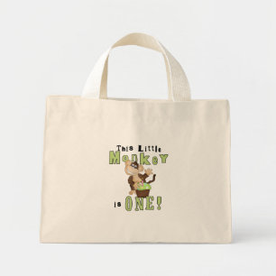 Green Party Monkey 1st Birthday Tshirts and Gifts Mini Tote Bag