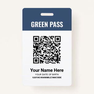 Green Pass Vaccination Certificate PVC Navy Blue ID Badge