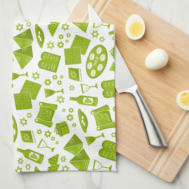 Green Passover  Tea Towel (Quarter Fold)