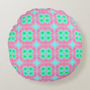 Green pastel cover, tribal ikat print. Modern styl Round Cushion