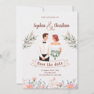 Green Pastel Creative Floral Wedding Invitation