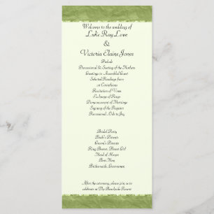 Green Pastel & Diamond Swirls Bow & Ribbon Wedding Program