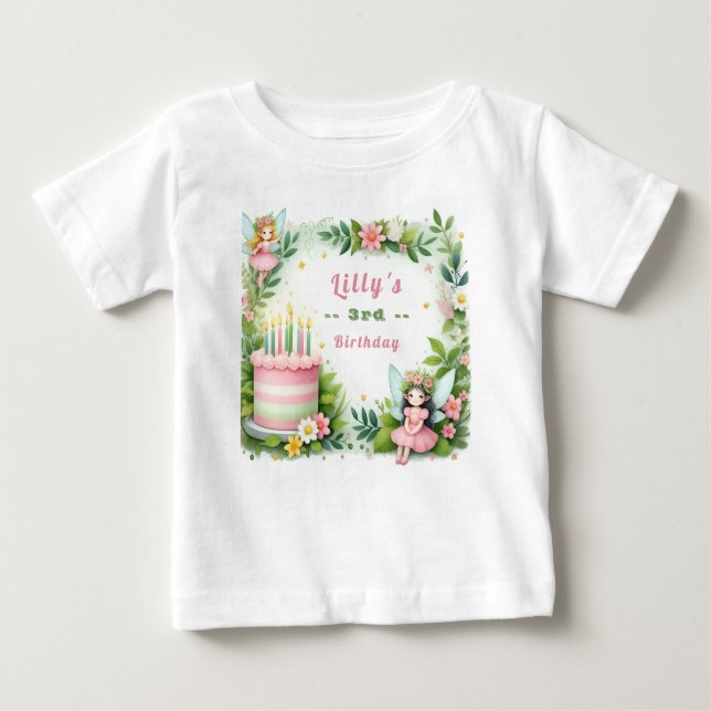 Green Pastel Fairy  Birthday - Baby T-Shirt (Front)