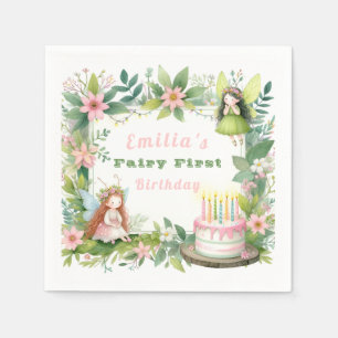 Green Pastel Fairy First Birthday - Napkin